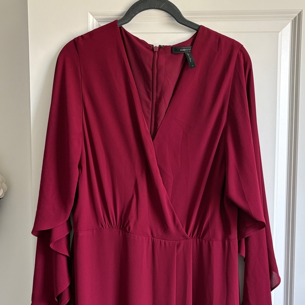 BCBGMaxAzria Deep Red Long Sleeve Dress